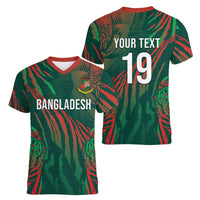 Custom Bangladesh Cricket Women V-Neck T-Shirt Royal Bengal Tiger Spirit