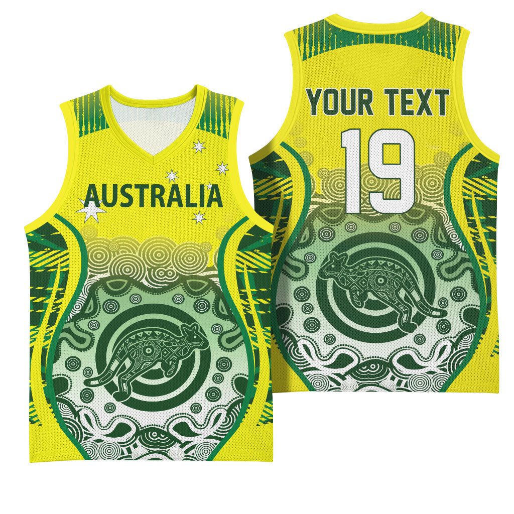 Custom Australia Cricket Basketball Jersey Aboriginal Kangaroo Southern Cross