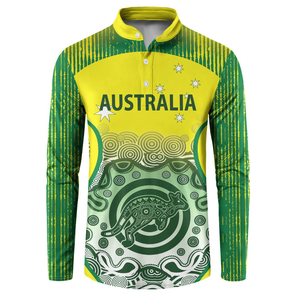 Custom Australia Cricket Button Sweatshirt Aboriginal Kangaroo Southern Cross