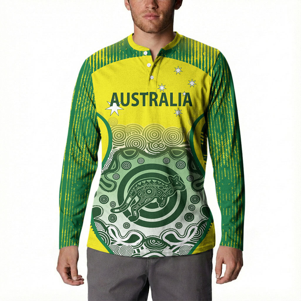 Custom Australia Cricket Button Sweatshirt Aboriginal Kangaroo Southern Cross