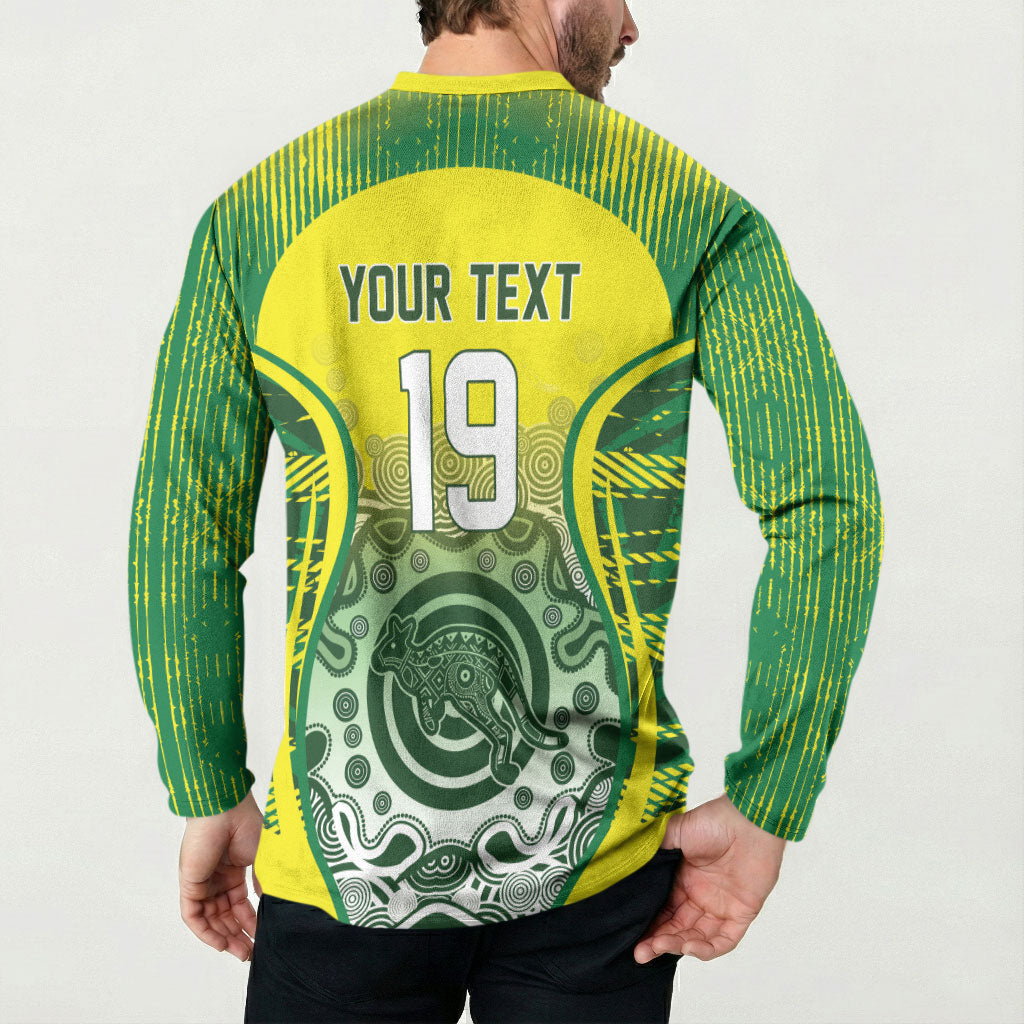 Custom Australia Cricket Button Sweatshirt Aboriginal Kangaroo Southern Cross