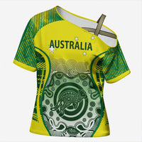 Custom Australia Cricket Cross Shoulder Shirt Aboriginal Kangaroo Southern Cross