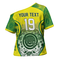 Custom Australia Cricket Cross Shoulder Shirt Aboriginal Kangaroo Southern Cross