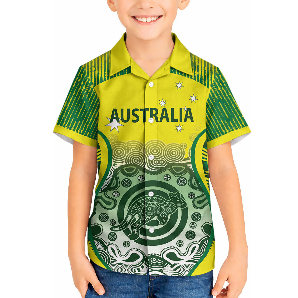 Custom Australia Cricket Hawaiian Shirt Aboriginal Kangaroo Southern Cross