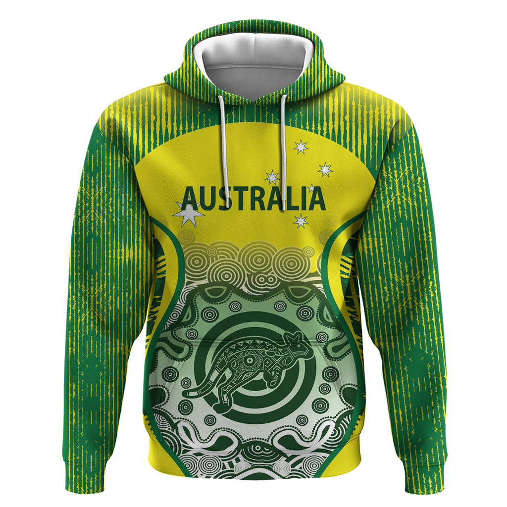 Custom Australia Cricket Hoodie Aboriginal Kangaroo Southern Cross