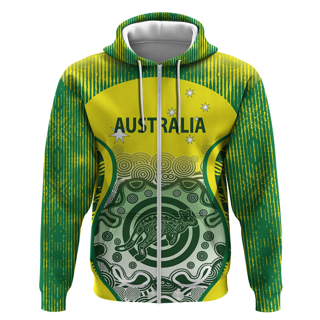 Custom Australia Cricket Hoodie Aboriginal Kangaroo Southern Cross