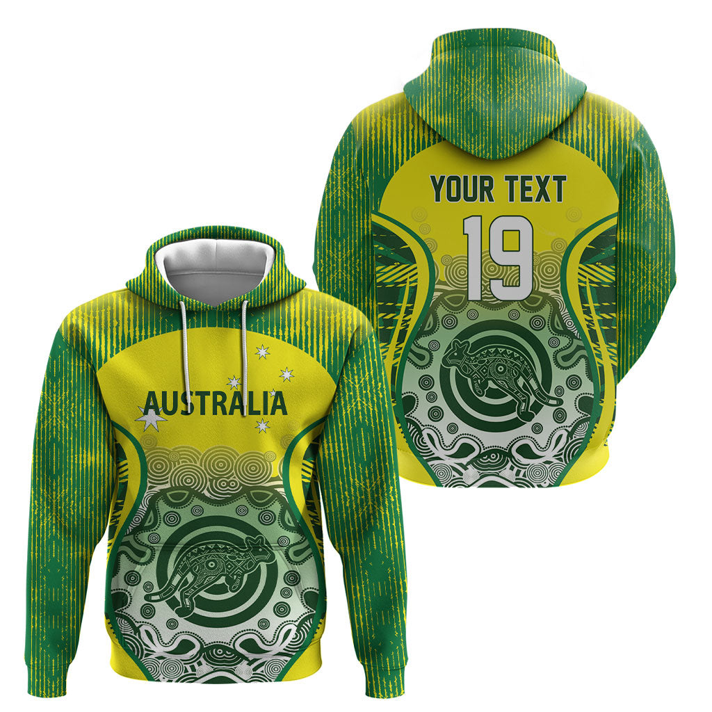 Custom Australia Cricket Hoodie Aboriginal Kangaroo Southern Cross