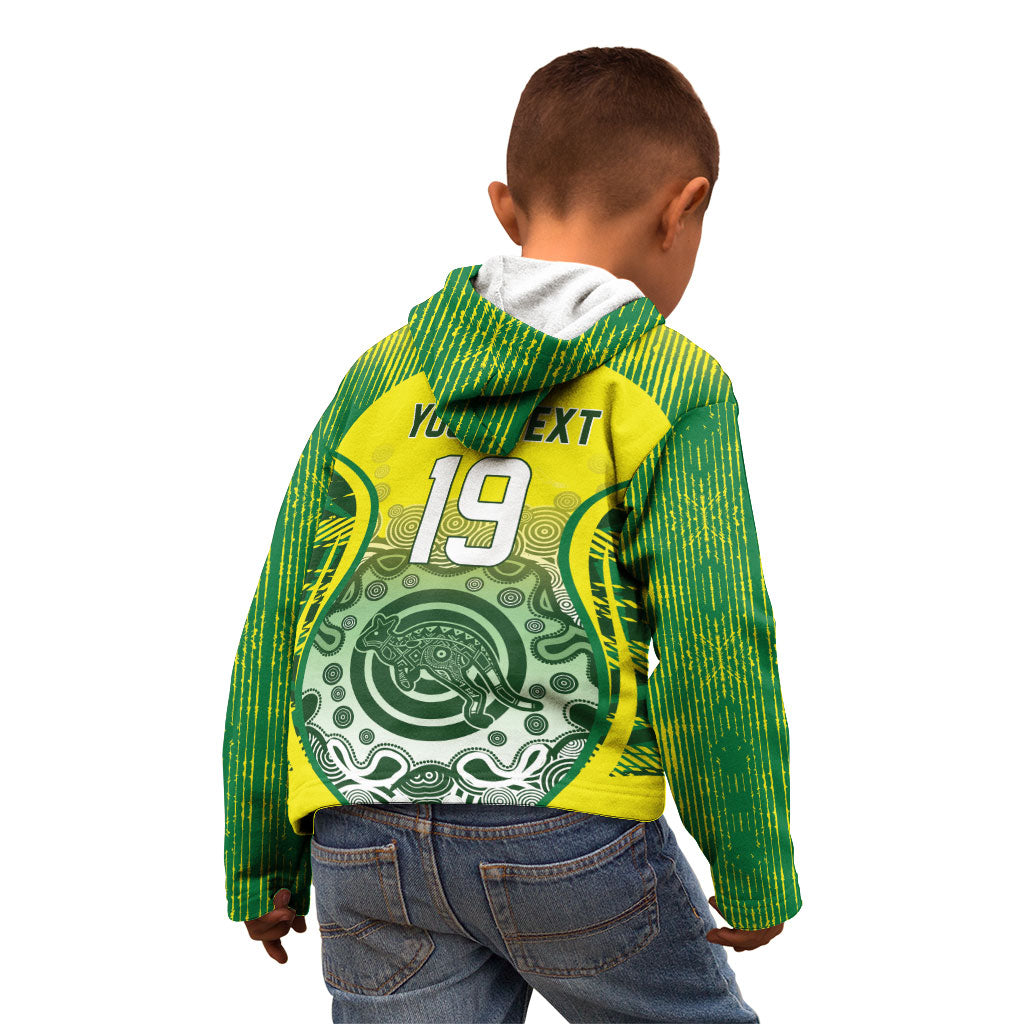 Custom Australia Cricket Kid Hoodie Aboriginal Kangaroo Southern Cross