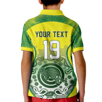 Custom Australia Cricket Kid Polo Shirt Aboriginal Kangaroo Southern Cross
