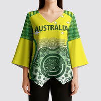 Custom Australia Cricket Kimono Sleeve Blouse Aboriginal Kangaroo Southern Cross
