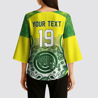 Custom Australia Cricket Kimono Sleeve Blouse Aboriginal Kangaroo Southern Cross