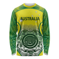 Custom Australia Cricket Long Sleeve Shirt Aboriginal Kangaroo Southern Cross