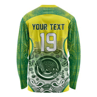 Custom Australia Cricket Long Sleeve Shirt Aboriginal Kangaroo Southern Cross