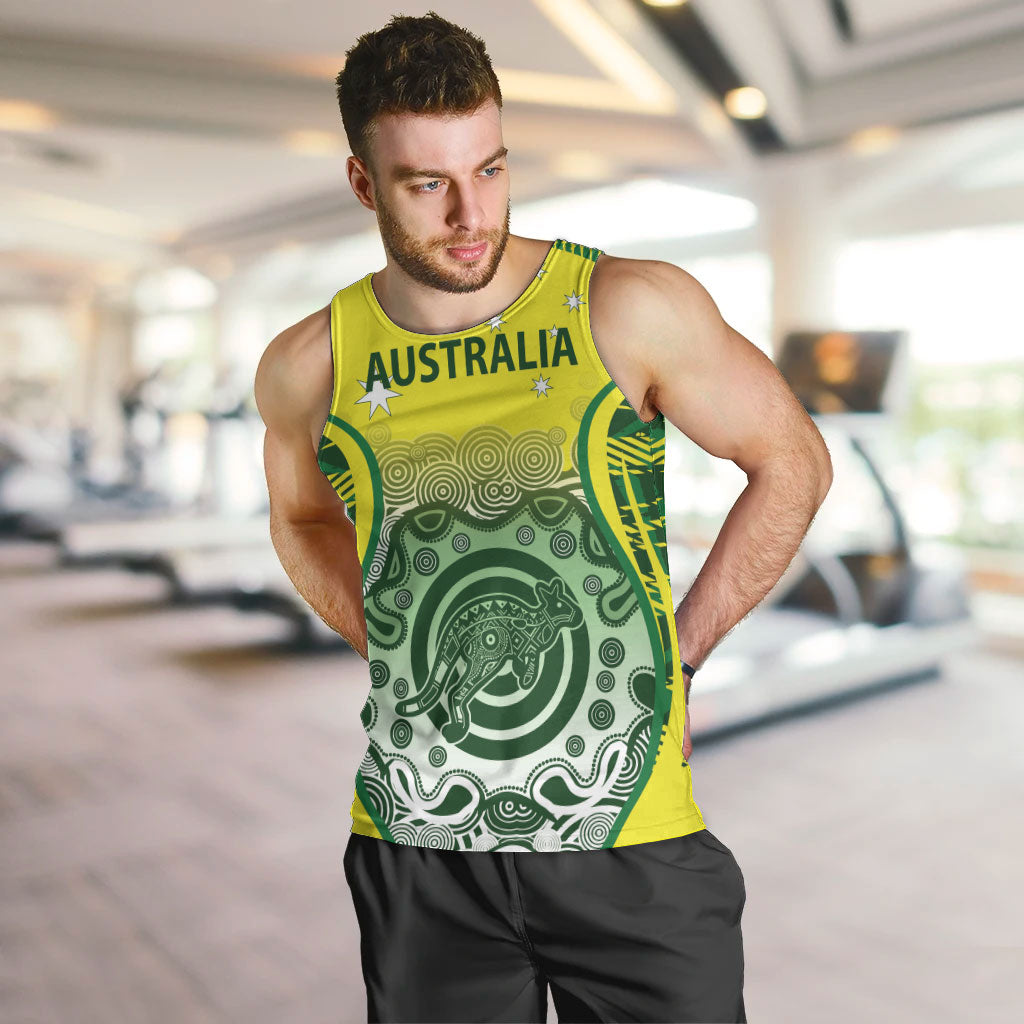Custom Australia Cricket Men Tank Top Aboriginal Kangaroo Southern Cross