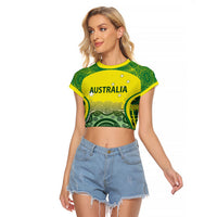 Custom Australia Cricket Raglan Cropped T Shirt Aboriginal Kangaroo Southern Cross