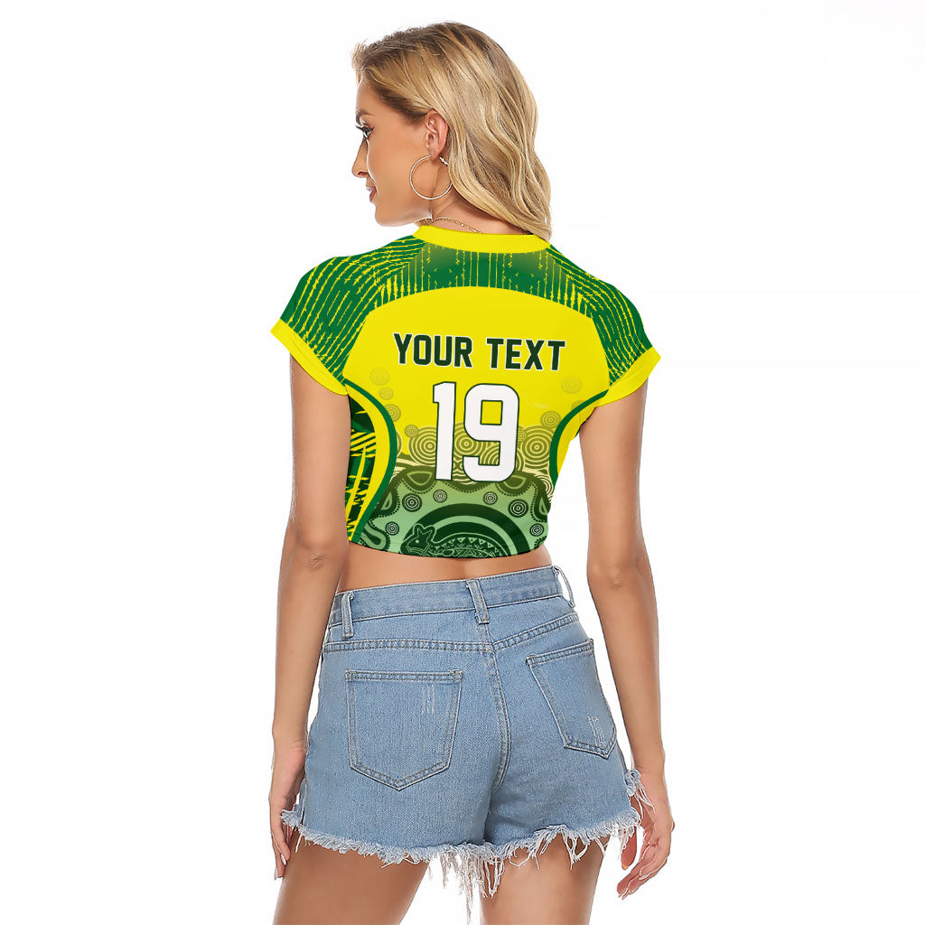Custom Australia Cricket Raglan Cropped T Shirt Aboriginal Kangaroo Southern Cross