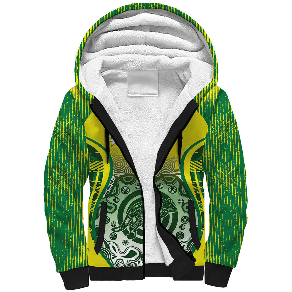 Custom Australia Cricket Sherpa Hoodie Aboriginal Kangaroo Southern Cross