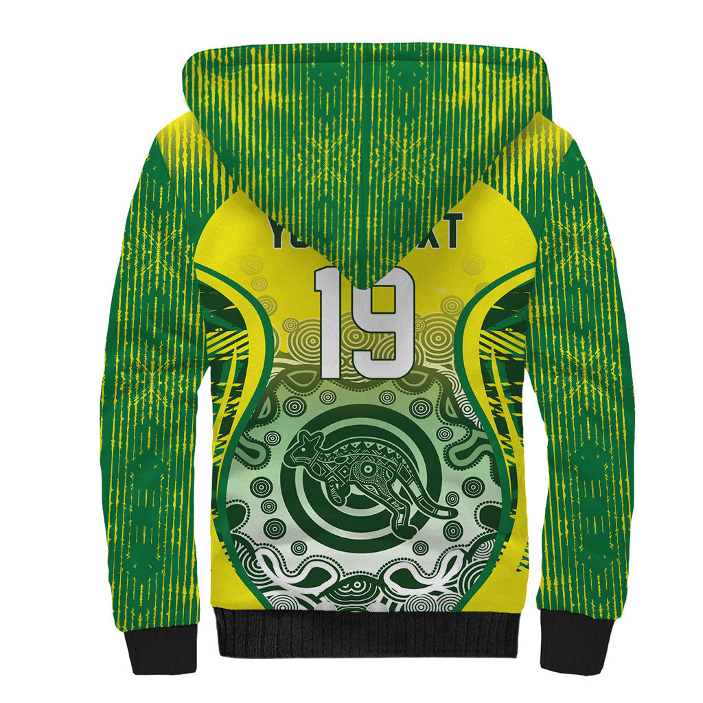 Custom Australia Cricket Sherpa Hoodie Aboriginal Kangaroo Southern Cross