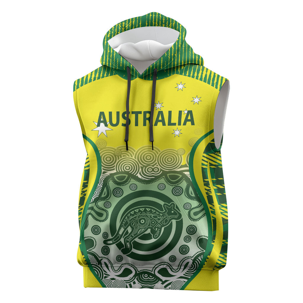 Custom Australia Cricket Sleeveless Hoodie Aboriginal Kangaroo Southern Cross