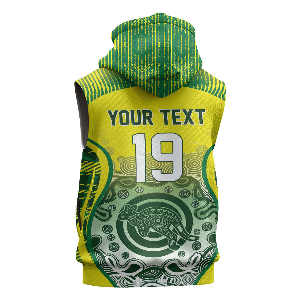 Custom Australia Cricket Sleeveless Hoodie Aboriginal Kangaroo Southern Cross
