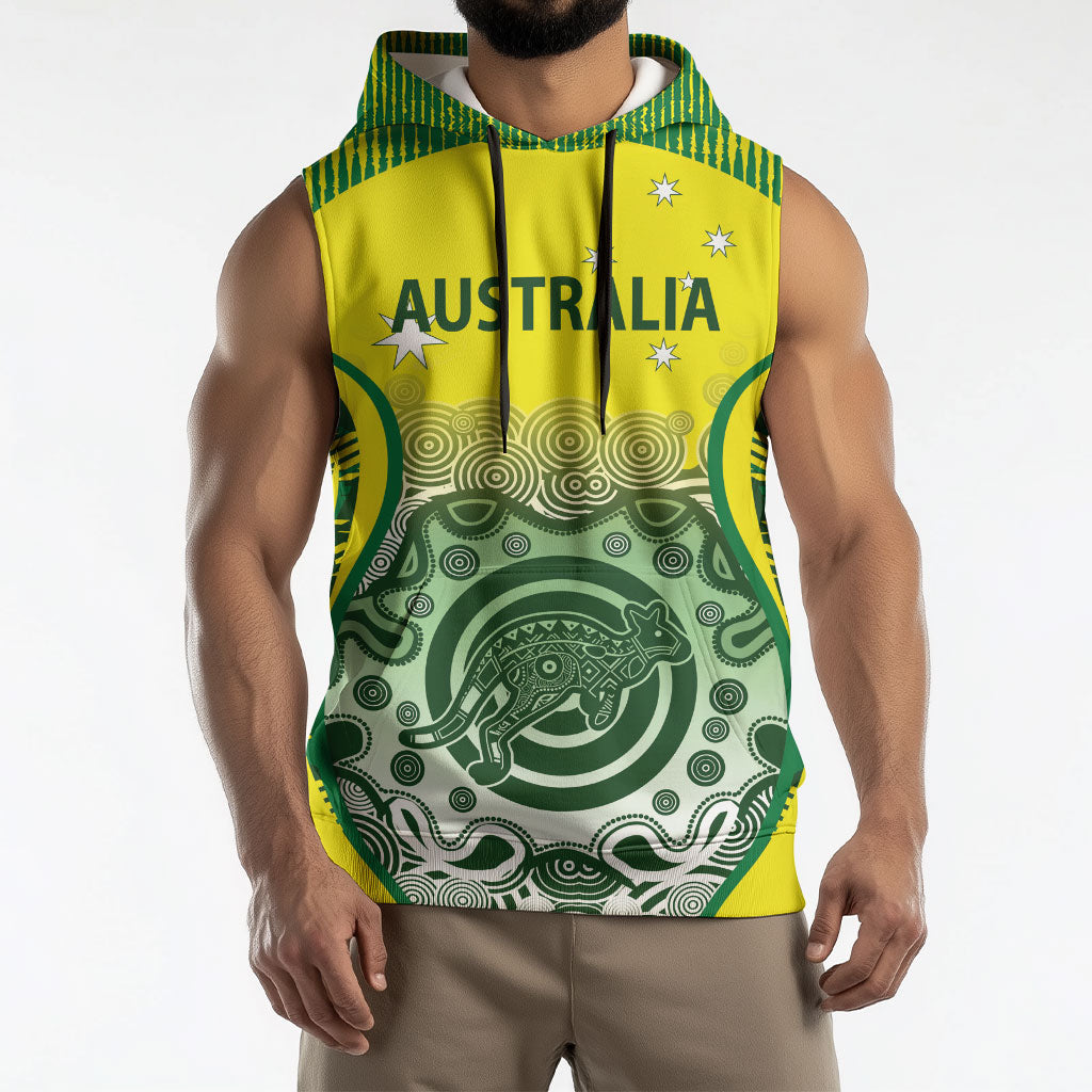 Custom Australia Cricket Sleeveless Hoodie Aboriginal Kangaroo Southern Cross