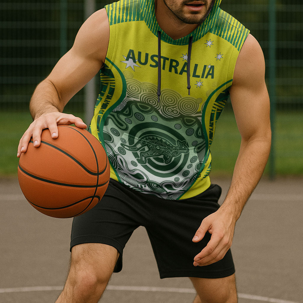Custom Australia Cricket Sleeveless Hoodie Aboriginal Kangaroo Southern Cross