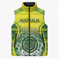 Custom Australia Cricket Sleeveless Puffer Jacket Aboriginal Kangaroo Southern Cross
