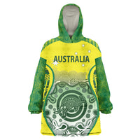 Custom Australia Cricket Wearable Blanket Hoodie Aboriginal Kangaroo Southern Cross