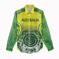 Custom Australia Cricket Women Casual Shirt Aboriginal Kangaroo Southern Cross