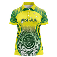 Custom Australia Cricket Women Polo Shirt Aboriginal Kangaroo Southern Cross