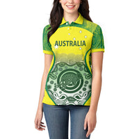 Custom Australia Cricket Women Polo Shirt Aboriginal Kangaroo Southern Cross