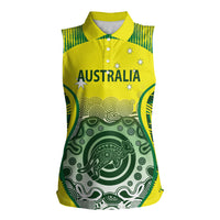 Custom Australia Cricket Women Sleeveless Polo Shirt Aboriginal Kangaroo Southern Cross