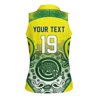 Custom Australia Cricket Women Sleeveless Polo Shirt Aboriginal Kangaroo Southern Cross
