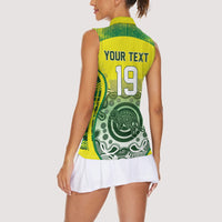 Custom Australia Cricket Women Sleeveless Polo Shirt Aboriginal Kangaroo Southern Cross