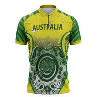 Custom Australia Cricket Zipper Polo Shirt Aboriginal Kangaroo Southern Cross