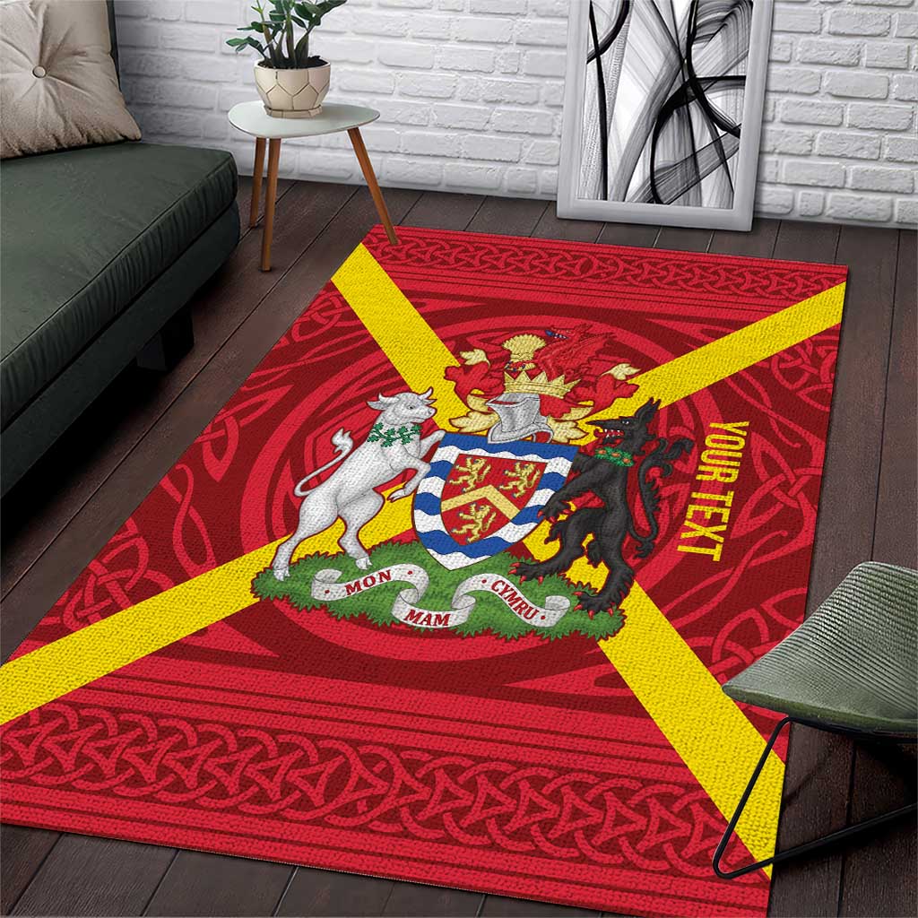 Personalized Anglesey Ynys Mon Area Rug Map and Emblem Celtic Style - Wonder Print Shop