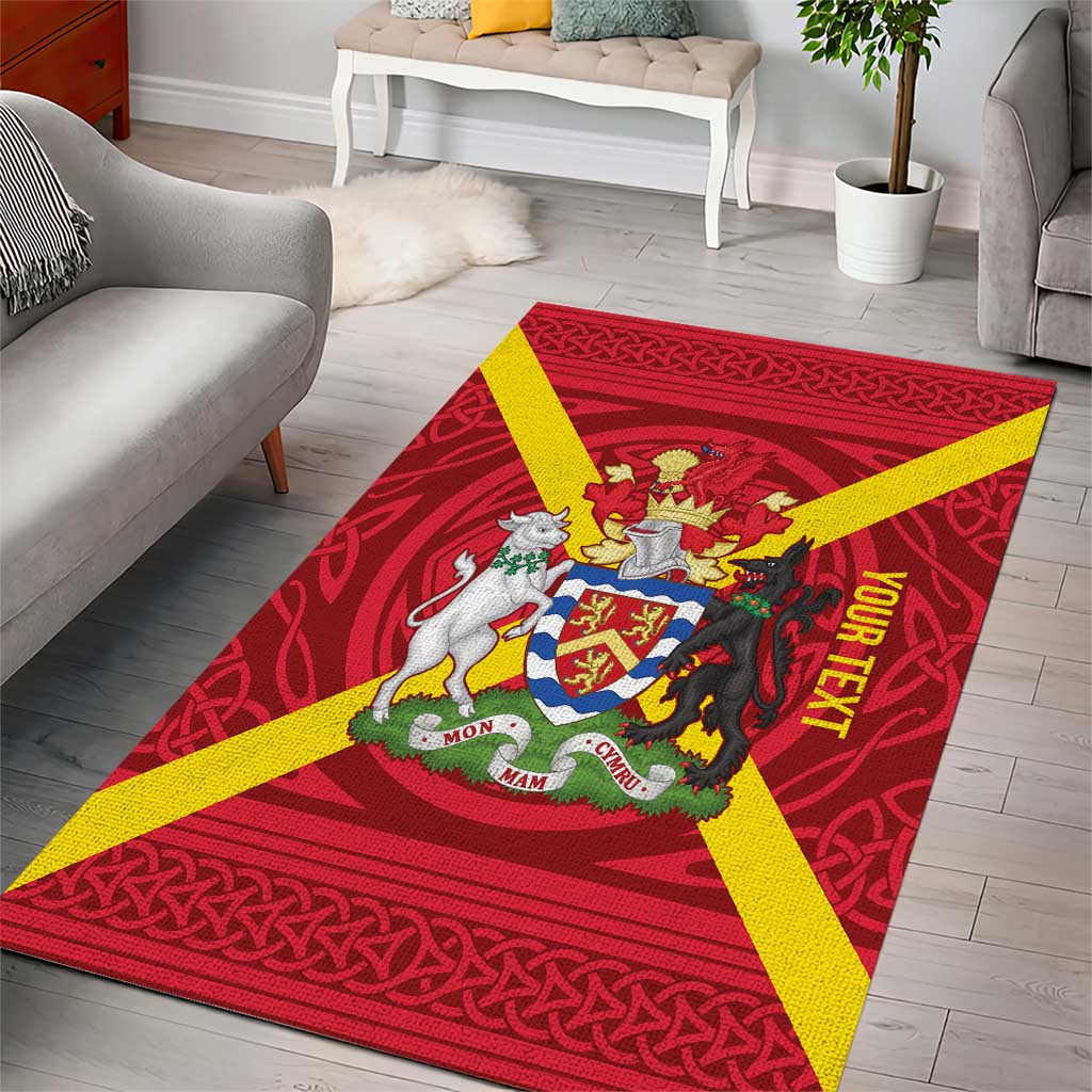Personalized Anglesey Ynys Mon Area Rug Map and Emblem Celtic Style - Wonder Print Shop