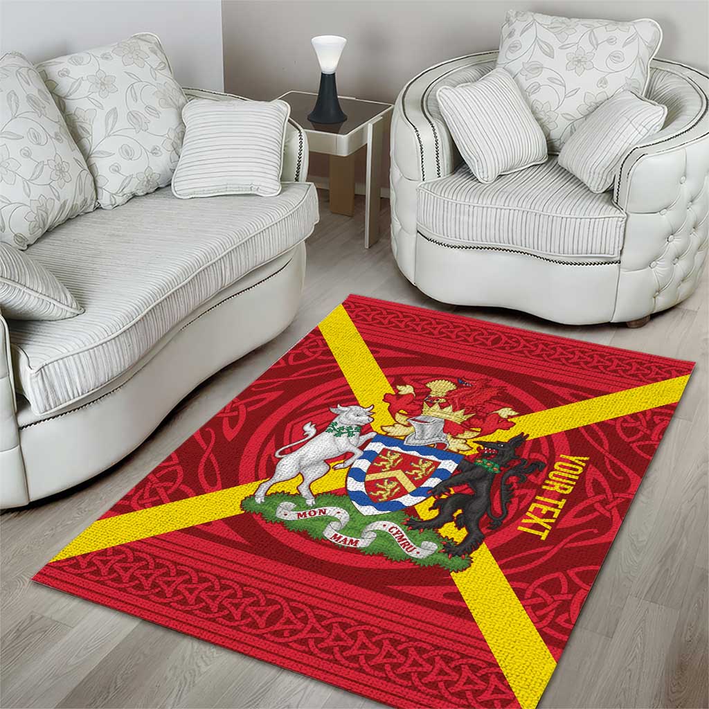 Personalized Anglesey Ynys Mon Area Rug Map and Emblem Celtic Style - Wonder Print Shop