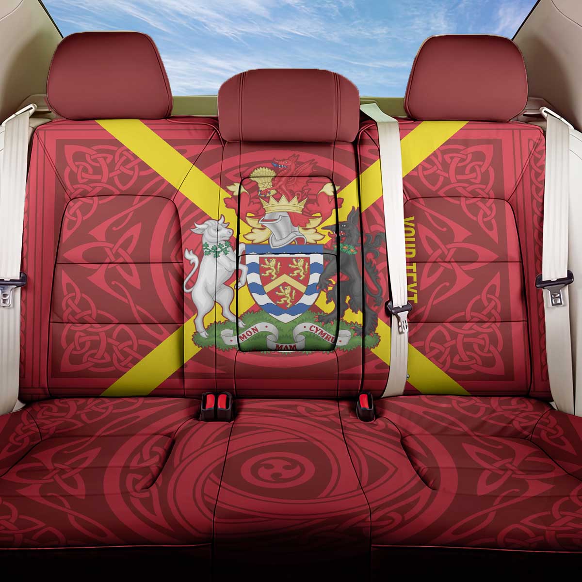 Personalized Anglesey Ynys Mon Back Car Seat Cover Map and Emblem Celtic Style - Wonder Print Shop