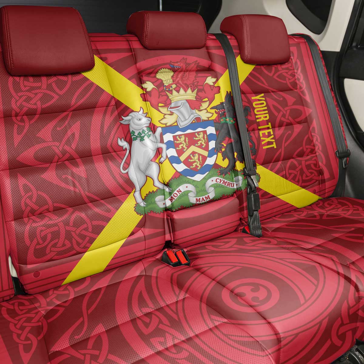 Personalized Anglesey Ynys Mon Back Car Seat Cover Map and Emblem Celtic Style - Wonder Print Shop
