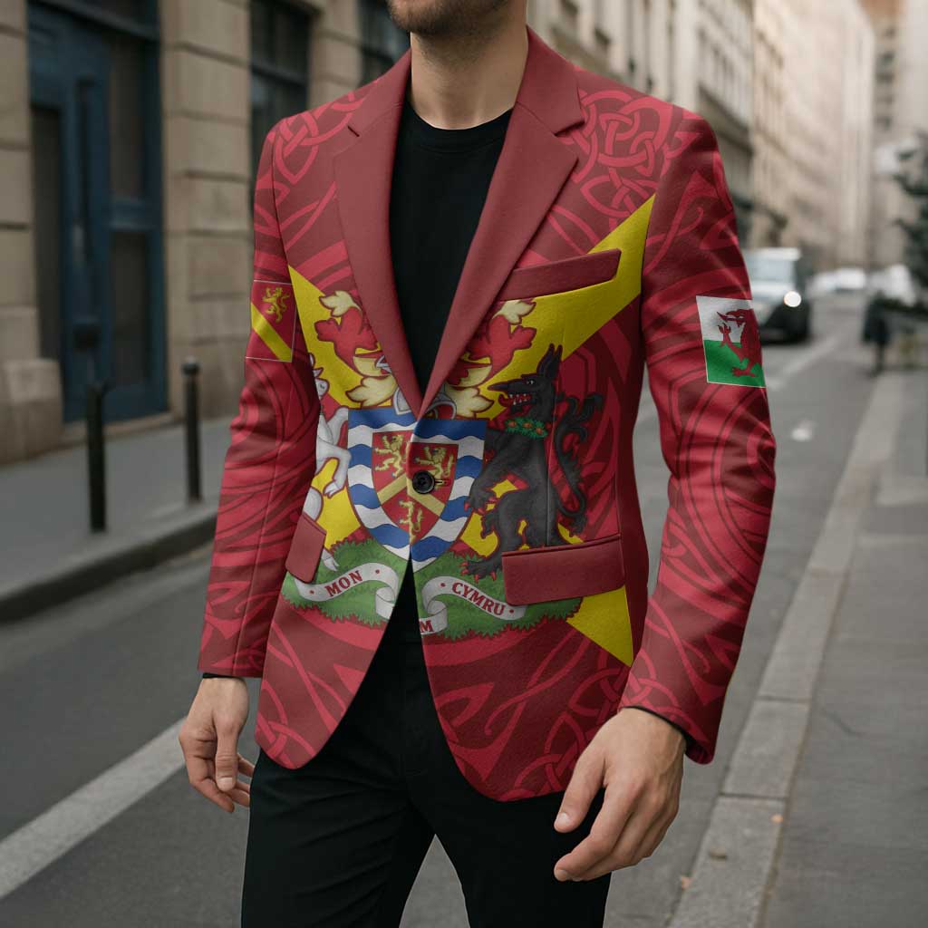 Personalized Anglesey Ynys Mon Blazer Map and Emblem Celtic Style - Wonder Print Shop