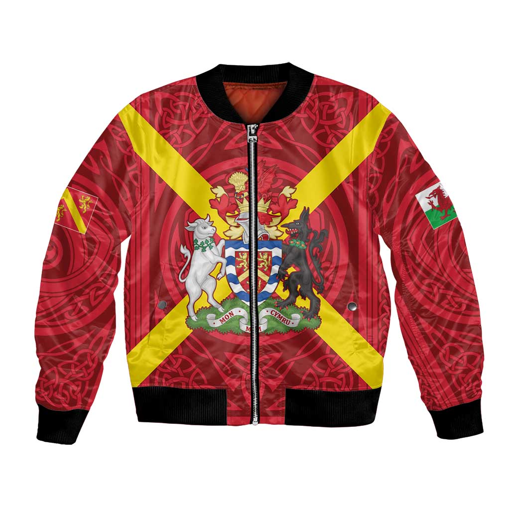 Personalized Anglesey Ynys Mon Bomber Jacket Map and Emblem Celtic Style - Wonder Print Shop