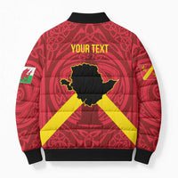Personalized Anglesey Ynys Mon Bomber Puffer Jacket Map and Emblem Celtic Style - Wonder Print Shop