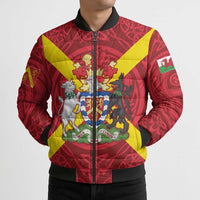 Personalized Anglesey Ynys Mon Bomber Puffer Jacket Map and Emblem Celtic Style - Wonder Print Shop