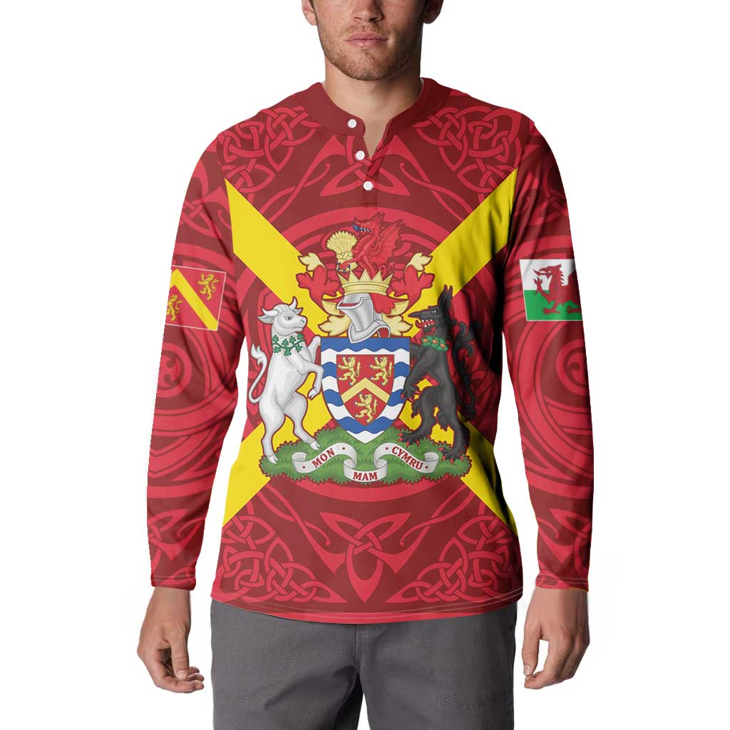 Personalized Anglesey Ynys Mon Button Sweatshirt Map and Emblem Celtic Style - Wonder Print Shop