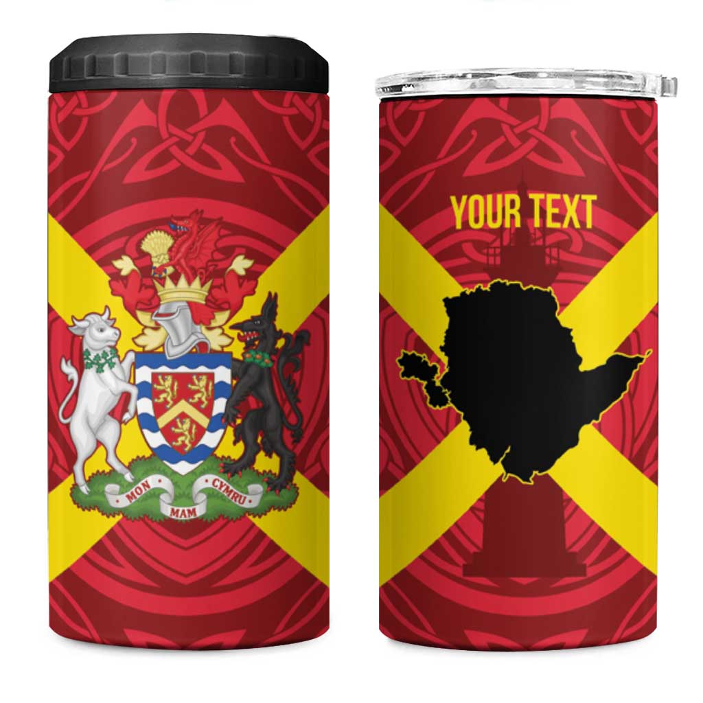 Personalized Anglesey Ynys Mon 4 in 1 Can Cooler Tumbler Map and Emblem Celtic Style - Wonder Print Shop