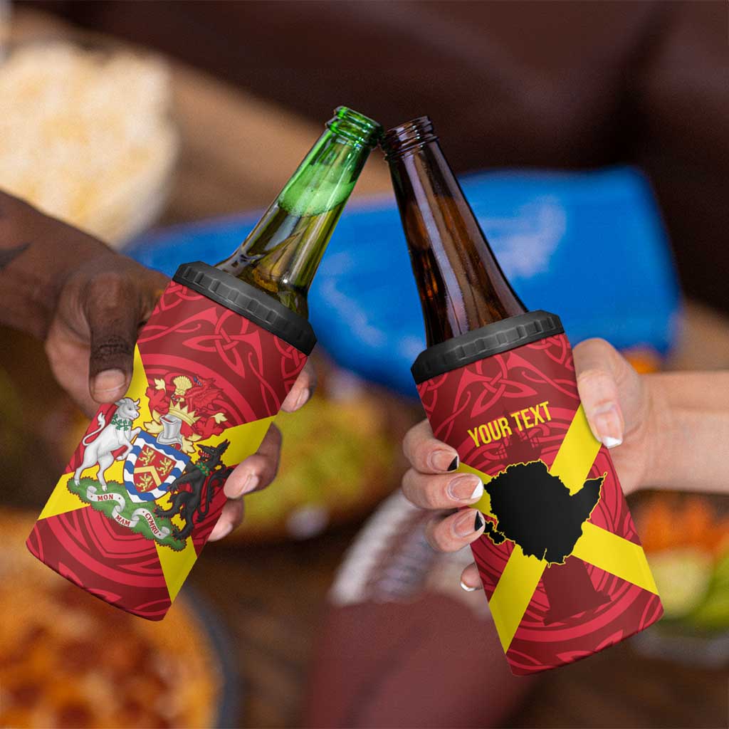 Personalized Anglesey Ynys Mon 4 in 1 Can Cooler Tumbler Map and Emblem Celtic Style - Wonder Print Shop