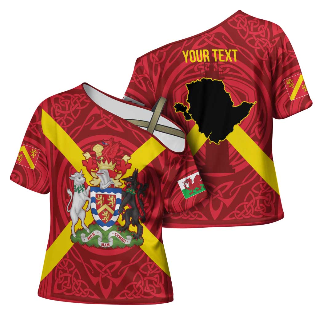 Personalized Anglesey Ynys Mon Cross Shoulder Shirt Map and Emblem Celtic Style - Wonder Print Shop