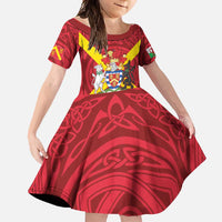 Personalized Anglesey Ynys Mon Family Matching Long Sleeve Bodycon Dress and Hawaiian Shirt Map and Emblem Celtic Style - Wonder Print Shop
