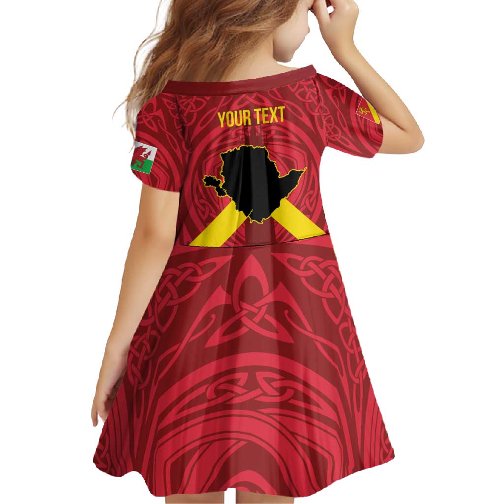 Personalized Anglesey Ynys Mon Family Matching Long Sleeve Bodycon Dress and Hawaiian Shirt Map and Emblem Celtic Style - Wonder Print Shop